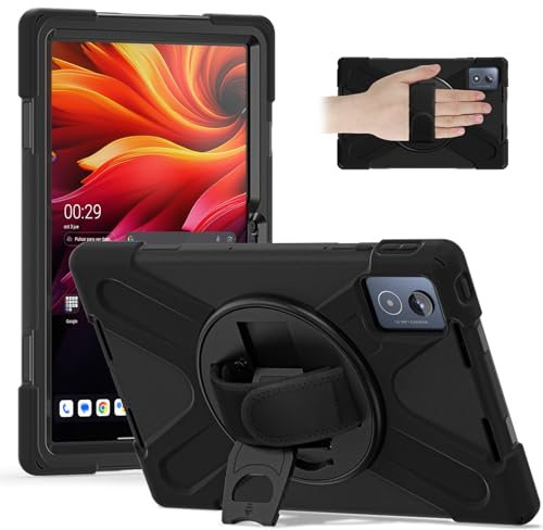 Cover per Lenovo Tab K11 Plus 11.5 TB-352FU TB-352XU 2024, antiurto armatura robusta custodia con supporto girevole a 360 gradi e cinturino da polso, TPU + PC Cover per Lenovo Tab K11 Plus 11.5 TB