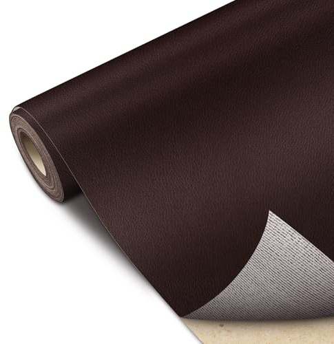 Leder Reparatur Set Dunkelbraun, Kunstleder Selbstklebend 40 x 300 cm, Kunstleder Reparaturset Leder Reparatur Patch Selbstklebende Lederflicken für Autositze Möbel Sofa Taschen
