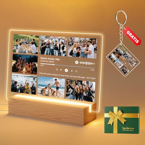 Targa Spotify Personalizzata con Foto e Canzone – Lampada in Plexiglass con Base in Legno – Idea Regalo Anniversario, Compleanno, Laurea – Regali Originali per Fidanzata, Amica, Mamma (Style 5)