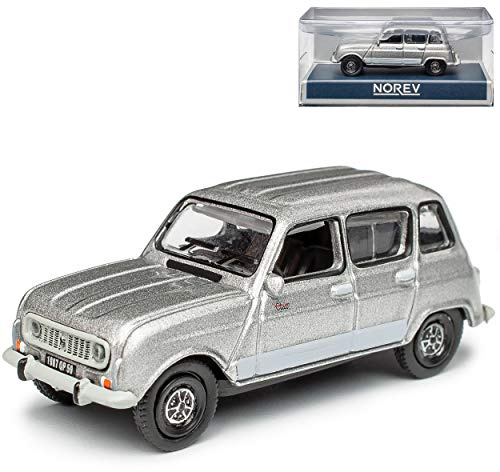 Renautl R4 GTL 5 Türer Silber Grau 1961-1992 H0 1/87 Norev Modell Auto mit individiuellem Wunschkennzeichen