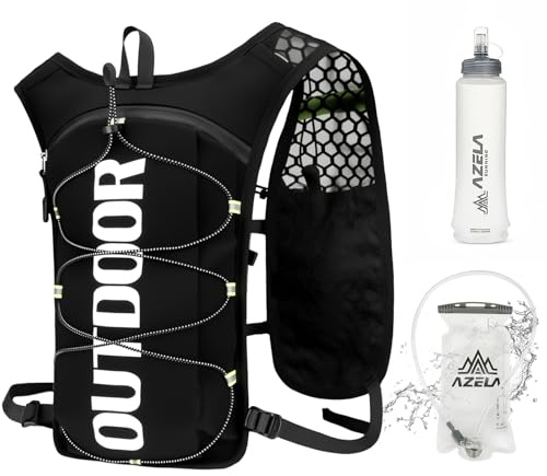 Gilet da Corsa per Uomo e Donna, Zaino Trail Running con 1.5L Sacca Idrica 500ml Borraccie Morbide, Zaino Idratazione Regolabile, Zaino da Corsa per Escursionismo Sentieri Maratone Ciclismo