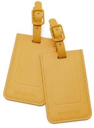 Samsonite TA Revolution - Gepäckanhänger Set 2 Stück, Kofferanhänger für Koffer und Taschen, mit verstellbarem Riemen, Adresskarte, Schutzklappe für Privatsphäre, Gelb