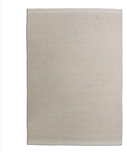 Steffensmeier Handweb Teppich Berlin | Wolle, Creme, handgewebt, Größe: 80x200 cm Wohnzimmer und Schlafzimmer