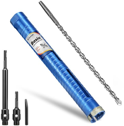 DaduoRi 32mm x 240mm Long Core Drill Bit Set with 240mm,110mm SDS Plus Adaptor & Centre Pilot Bit,Diamond Core Drill Set for Brick Block Masonry Stone,1/2 BSP Thread(For hole 30 mm)