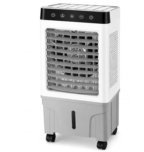 Climatizador Evaporativo Portátil 15L con Mando a Distancia, 120W, 3 Velocidades, Temporizador, Oscilación Automática, Enfriador de Aire con Depósito Grande, Incluye 2 Gel, para Hogar y Oficina (KL-1)