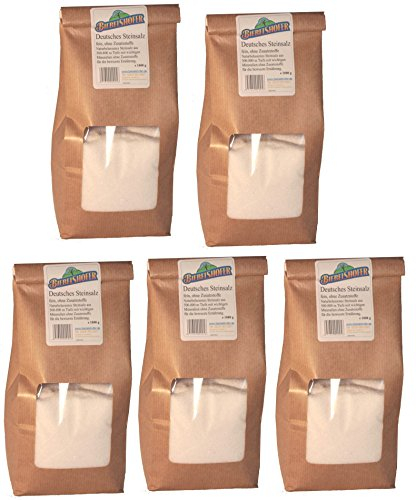 Deutsches Steinsalz, Ursalz ohne Zusatzsstoffe, Speisesalz fein, 5 x 1 kg = 5 kg