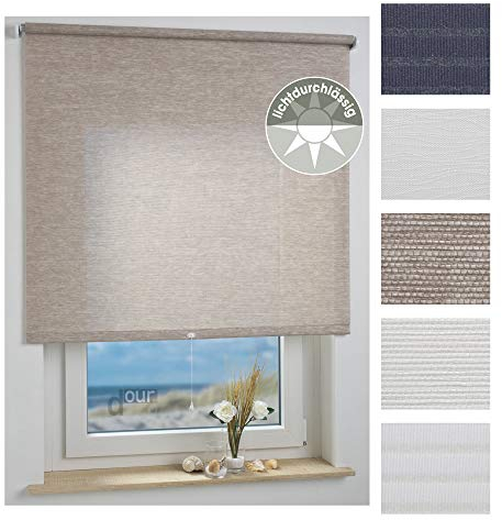 ourdeco® Rollo, Spring-, Schnapprollo/Stoffbreite: 88 x Auszugslänge: 180 cm Struktur Natur Sand/Dekor, Tageslicht, lichtdurchlässig