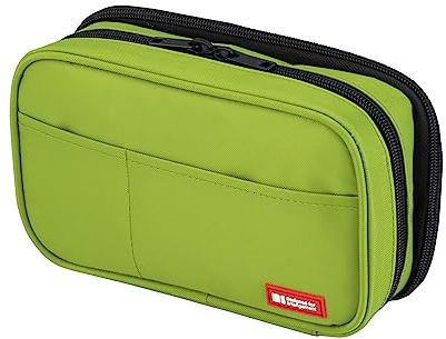 Lihit Lab Trousse à crayons avec double fermeture éclair. Double: 7.9 x 2.8 x 4.7 Jaune/vert