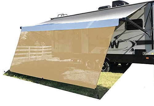 Tentproinc Wohnmobil-Markise, Sonnenschutz, 2,4 x 3,5 m, Beige, Netz-Sonnenschutz, UV-Blocker, komplettes Set, Wohnmobil, Camping, Anhänger, Markise, Schatten, Vordach, Unterstand