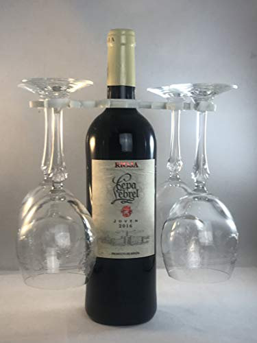 Weinflaschenhalter / Butler für Vier Gläser: Weißer Weinstock