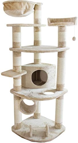 Dehner Katzen-Kratzbaum Edda, ca. 180 x 60 x 60 cm, Sisal/Plüsch, beige