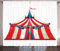 ABAKUHAUS rot-Weiss Rustikaler Gardine, Stars Striped Zirkus, Schlafzimmer Kräuselband Vorhang mit Schlaufen und Haken, 280 x 225 cm, Vermilionblau