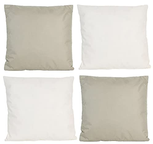 Coen Bakker JACK 4X Outdoor Lounge Kissen 45x45cm viele Farben Dekokissen inkl. Füllung Wasserfest Sitzkissen Garten Stuhl, Farbe:2X Elfenbein - 2X Taupe