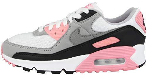 Nike Air Max 90, Sneaker Donna, White/Particle Grey-Rose-Black, 40 EU