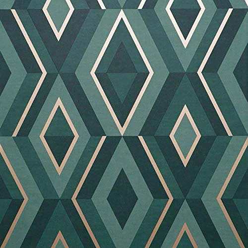 Diamond Shard Wallpaper Teal Gold Geometric Metallic Fine Decor from YöL