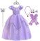 HIHCBF Costume di Carnevale Ragazze Vestito da Principessa Sofia Bambine Costumi Rapunzel per Compleanno Natale Festa Halloween Cosplay Cerimonia con Accessori 5-6 anni