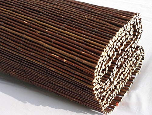 Abaseen Natural Willow Wood Garden Fence Covering, Rolled Mat, Outdoor Privacy Fence Screen (1m x 4m)