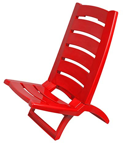 Kreher Tragbarere Klappbarer Campingstuhl/Strandstuhl aus Kunststoff mit Belastbarkeit bis 100 kg (Rot)