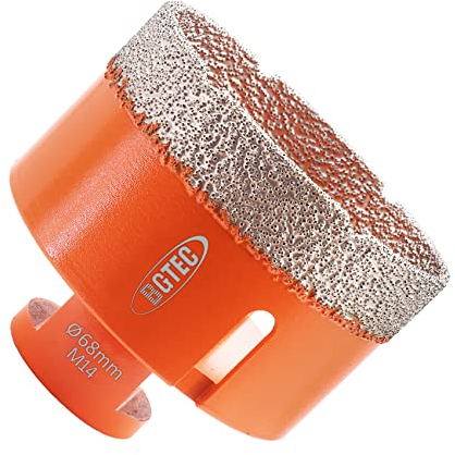 BGTEC Diamantbohrer, 68 mm Diamant-Lochsäge für Porzellanfliesen, Keramik, Granit, Marmor, Steinmauerwerk mit M14-Gewinde
