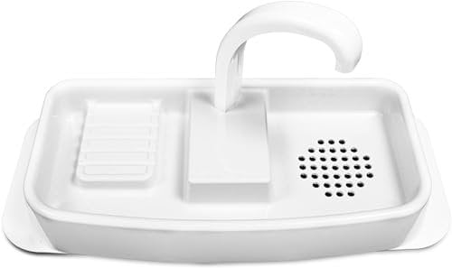 Évier de toilette en plastique blanc – 38,7 cm à 50,8 cm – Couvercle d'évier de toilette utilitaire à montage en surface avec robinet et évier intégrés pour le lavage des mains et la chasse d'eau –