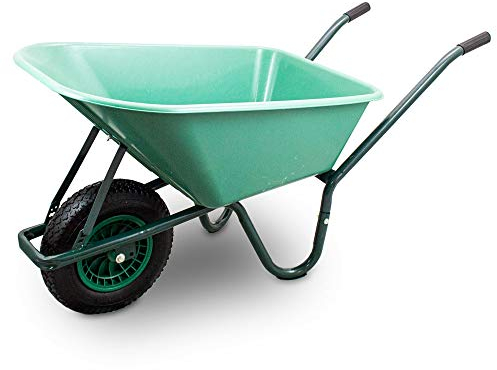 BITUXX Schubkarre 100L Schubkarren Scheibtruhe Schiebkarre Bauschubkarre mit PVC Wanne und Luftreifen bis 250kg (Schubkarre mit PVC Mulde)