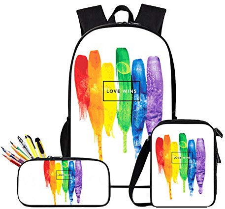 NANANA 3pc / Set Kinderrucksack, 3D Oxford Stoffbeutel Student Bookbag Shcoolbag Laptop Rucksack Reise Computer Tasche mit Wärmeisolierter Schultertasche und Bleistift-Tasche,40x30x13 cm,#12