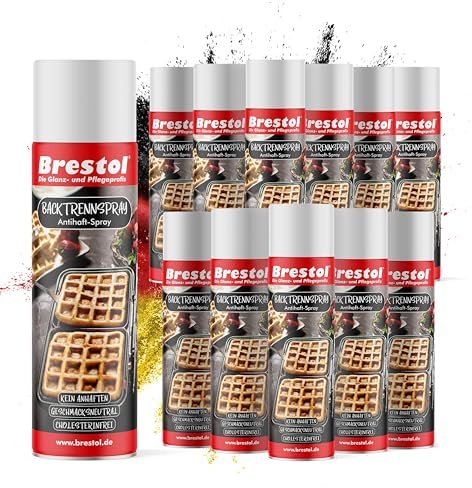 BRESTOL® Backtrennspray 12x 200 ml – Vegan, Vielseitig & Perfekt für Festtagsbäckerei! Antihaftspray für Kuchen, Plätzchen, Multifunktional einsetzbar für Backformen, Backbleche, Töpfe, Pfannen