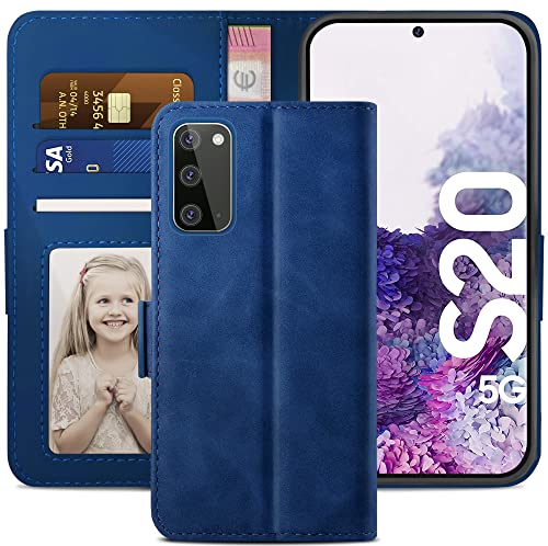 YATWIN Handyhülle Samsung Galaxy S20 Hülle, Klapphülle Samsung Galaxy S20 Premium Leder Brieftasche Schutzhülle [Kartenfach] [Magnet] [Stand] Handytasche Case für Samsung Galaxy S20, Blau