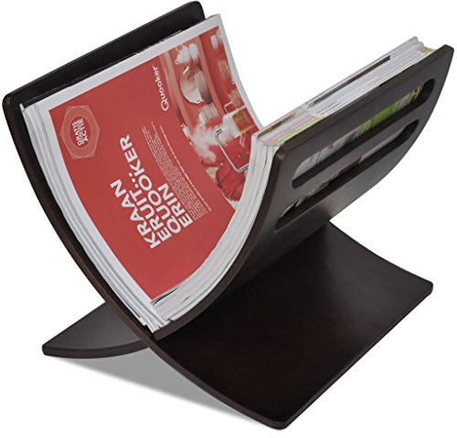 Tidyard Porte-revues design moderne en bois composite naturel/noir/blanc 29,5 x 29,5 x 26,5 cm, porte-revues de table et de bureau, porte-revues sur sol