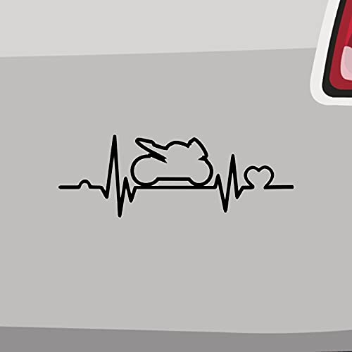Motorradaufkleber Herzschlag Superbike -6 Größen- Love Kleber Decal Sticker Auto in 6 Größen und 21 Farben