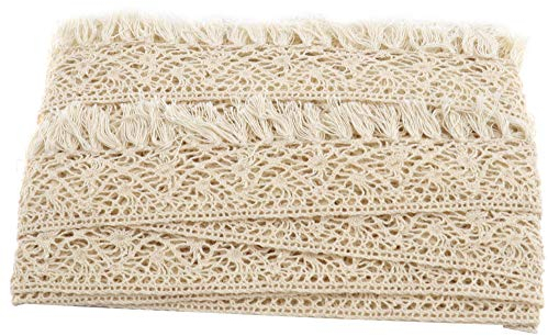 eMagTech Spitzenbandbesatz Spitzenborte aus Baumwolle, Vintage Spitzenband Spitzenbordüre, 10m x 50mm