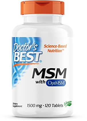 Doctor's Best, MSM, mit OptiMSM, 1500 mg, 120 vegane Tabletten, Hochdosiert, Laborgeprüft, Sojafrei, Glutenfrei, Ohne Gentechnik, Natürlicher Schwefel
