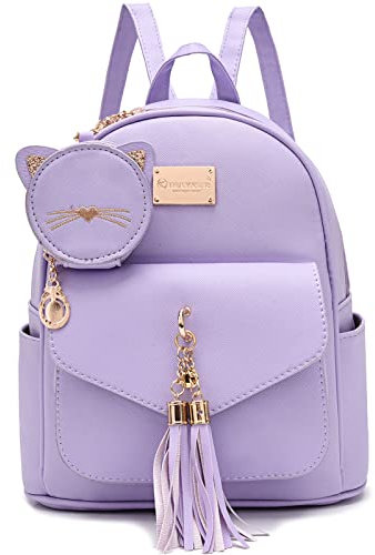 I IHAYNER Girls Fashion Backpack Mini Purse Backpack for Women Small Leather Backpack Purse for Teen Girls with Coin Purse, Purple, M