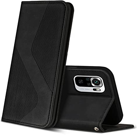 ZONNAVI Coque pour Xiaomi Redmi Note 10 4G / Redmi Note 10S, Premium Étui Housse en Cuir de Protection, Clapet Folio Portefeuille pour Xiaomi Redmi Note 10 4G / Redmi Note 10S (Noir)