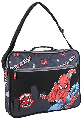 CERDÁ LIFE'S LITTLE MOMENTS, Spiderman Children's Briefcase with Top and Side Pocket, Adjustable Shoulder Bag Handle | Printed School Collection- Official Licensed Marvel for Kids, Black, Standard