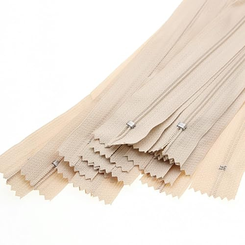 Nylon Reißverschlüsse, Nicht Teilbar Reißverschlüsse, 61cm lang, 2.6cm breit für Nähen Tasche Kissenbezügen Kleidung (20 Stück, Beige) YIGUANXIN