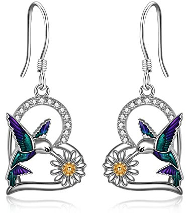 YFN 925 Sterling Silber Tier Ohrringe Modeschmuck Geschenke für Damen Mädchen (Fischhaken-Kolibri Ⅰ)