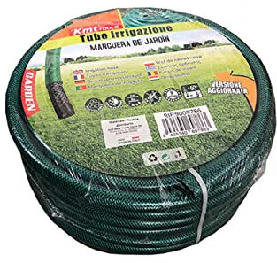 Tubo Irrigazione Retinato 3/4'' 19mm, Tubo Acqua Giardino, 3 Strati Colore Nero Verde (25M)