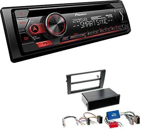 Pioneer DEH-S320BT 1-DIN Autoradio Bluetooth CD-Tuner USB Spotify inkl. Einbauset kompatibel mit Audi A4 2002-2009 schwarz mit Symphony/Navi Plus