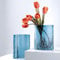 CYL Home Handgeblasene Glasvase, einzigartige Mond-Form, Mund-Design, Blumenarrangement, Vase, Wasserwellen-Textur, Tischdekor, Vasen, 21,6 cm hoch, Ozeanblau