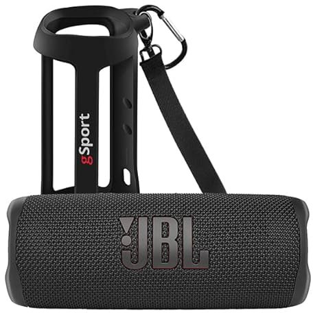 JBL FLIP 6 Waterproof Portable Speaker Bundle with gSport Silicone Sleeve (Black)