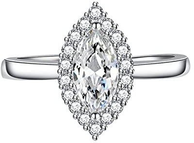 ANAZOZ Bague Réglable Femme, Marquise Zirconium Blanc Scintillant