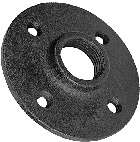 Gewinde Fitting Verschraubung aus Temperguss schwarz - Flansch mit 1 1/2 Rohr Zoll Innengewinde IG und 4 Bohrungen Nr. 329