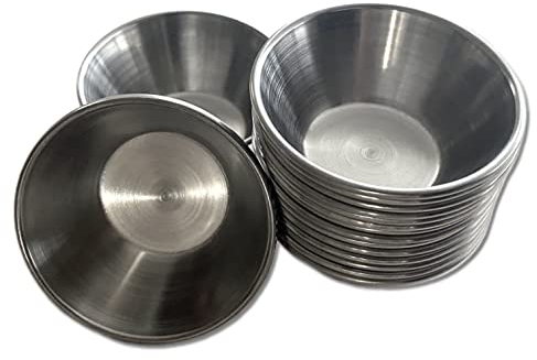 Anka Marka 34 pcs Dipping Bowls - Stainless Steel Sauce Cups - 1.5 oz - 44 ml Small Size Metal Ramekins - Ideal for Tapas Dishes, Snacks, Sauces and Soy Sauce Dish