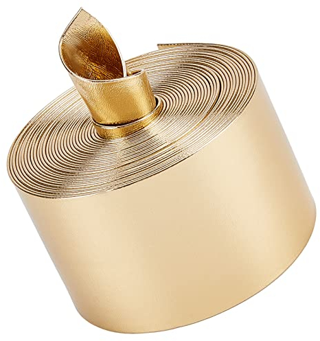 GORGECRAFT 5.5 Yard X 2 metallische Flache Glänzende Lederstreifen Glänzende Pu-Lederbänder Glänzende Lederspitze Perlenschnur Band Basteln Doppelseitiges Lederzubehör Kunstkordel Zum Basteln