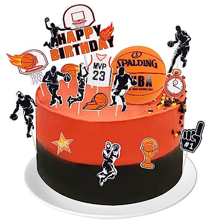 17 Stück Basketball Tortendeko, Basketbälle Kuchen Topper, Cake Toppers Deko Geburtstag, Basketball Party Dekoration für Mann Junge Mädchen Geburtstagsfeier (Basketball)