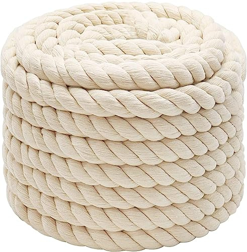 Abio Corde en coton 6 mm x 20 m - Blanc - Cordon en coton - Décoration pour jardin, balcon, maison, jardin, balcon, maison - 6 mm - 20 m