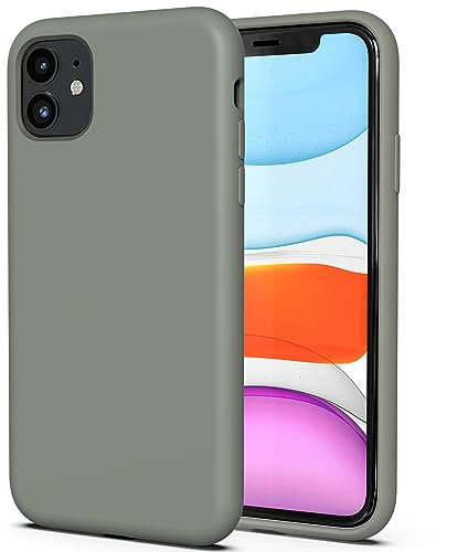 TAXXOE Silicone Case with iPhone 11 Case Soft Ultra Slim Protective Shockproof Liquid Silicone Phone Case,Anti-Scratch Microfiber Lining，6.1 inch-Copper Green