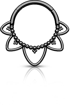 Agrewd Schmuck Minimalistische Lotusblume G23 Solid Titan Septum Piercing 16G 316L Edelstahl Septum Clicker Silber Gold Daith Ohrringe 8/10MM Daith Piercing Schmuck für Frauen Männer