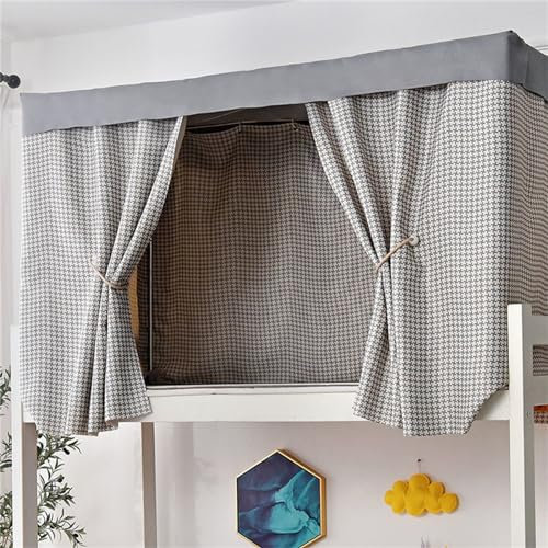 Treer Bettvorhang Hochbett Etagenbett, Blackout Vorhänge Staubdicht Betthimmel Hochbett Etagenbett Kinder Bettzelt Schlafsaal Bettvorhänge für Kinderzimmer (Grau Chippendale,Top)